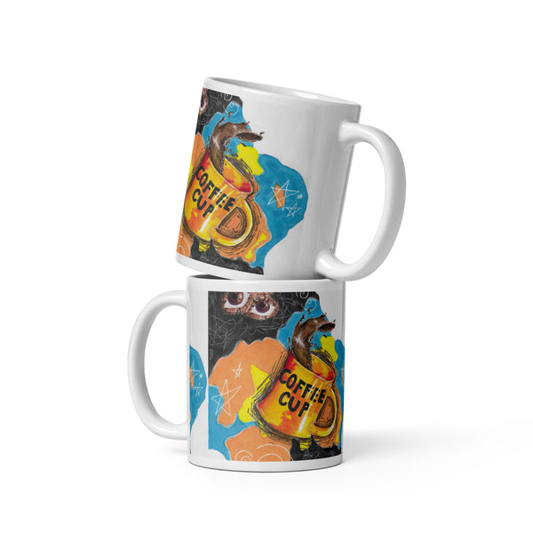 White glossy mug